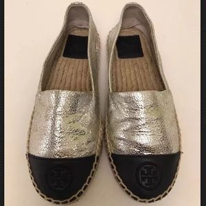 Tory Burch Metallic Color Block Espadrille Flats
